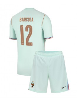 Billige Frankrike Bradley Barcola #12 Bortedraktsett Barn VM 2026 Kortermet (+ Korte bukser)